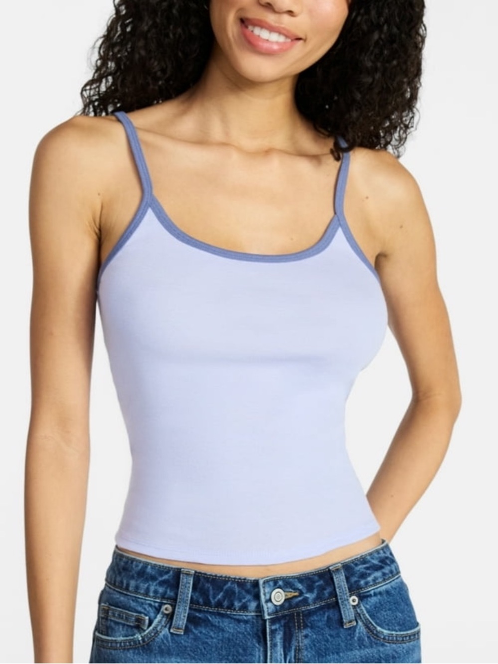 No Boundaries Lilac Cami with Periwinkle Trim